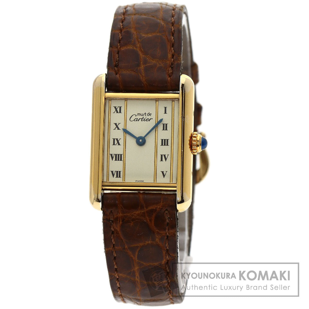 CARTIER Must tank SM Watches W1003053 Gold Plated/Leather Ladies