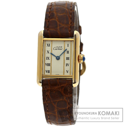 CARTIER Must tank SM Watches W1003053 Gold Plated/Leather Ladies