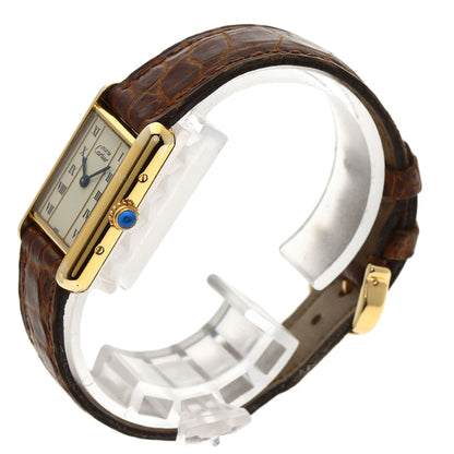 CARTIER Must tank SM Watches W1003053 Gold Plated/Leather Ladies