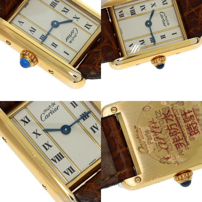 CARTIER Must tank SM Watches W1003053 Gold Plated/Leather Ladies