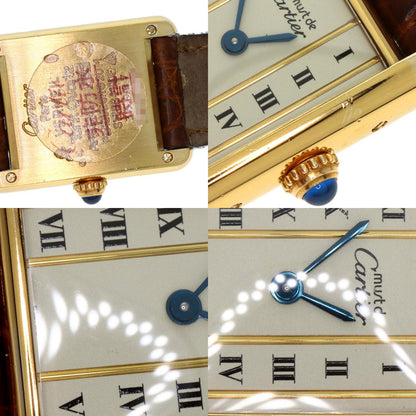 CARTIER Must tank SM Watches W1003053 Gold Plated/Leather Ladies