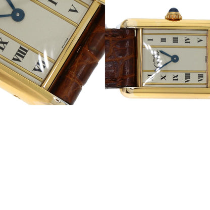 CARTIER Must tank SM Watches W1003053 Gold Plated/Leather Ladies