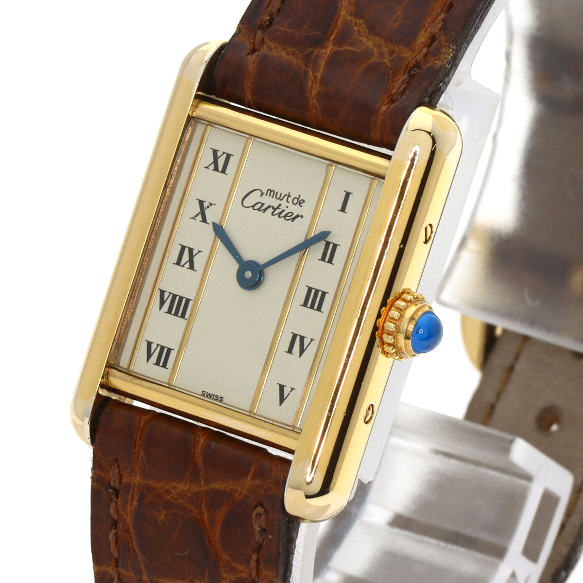 CARTIER Must tank SM Watches W1003053 Gold Plated/Leather Ladies