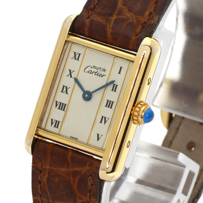 CARTIER Must tank SM Watches W1003053 Gold Plated/Leather Ladies