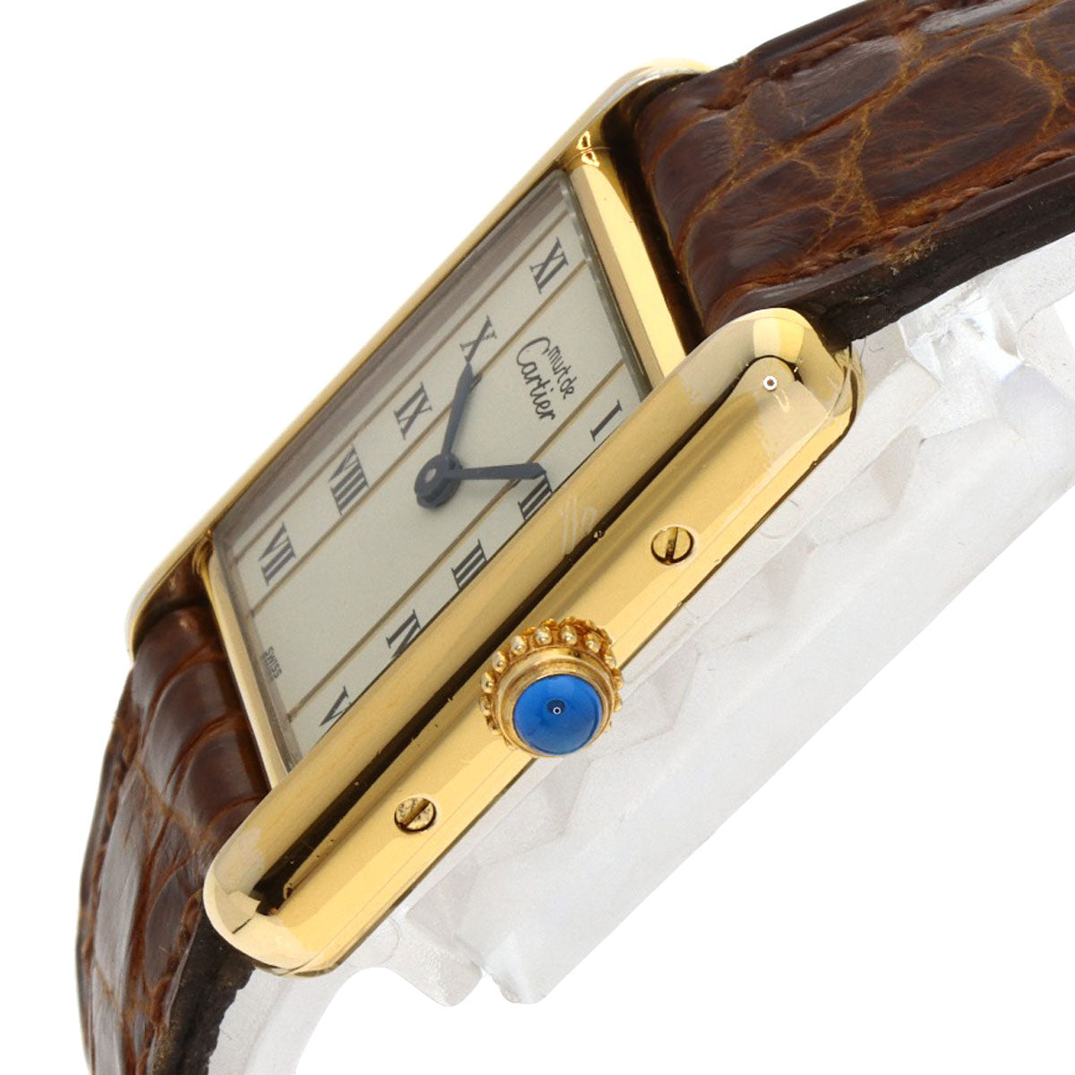 CARTIER Must tank SM Watches W1003053 Gold Plated/Leather Ladies