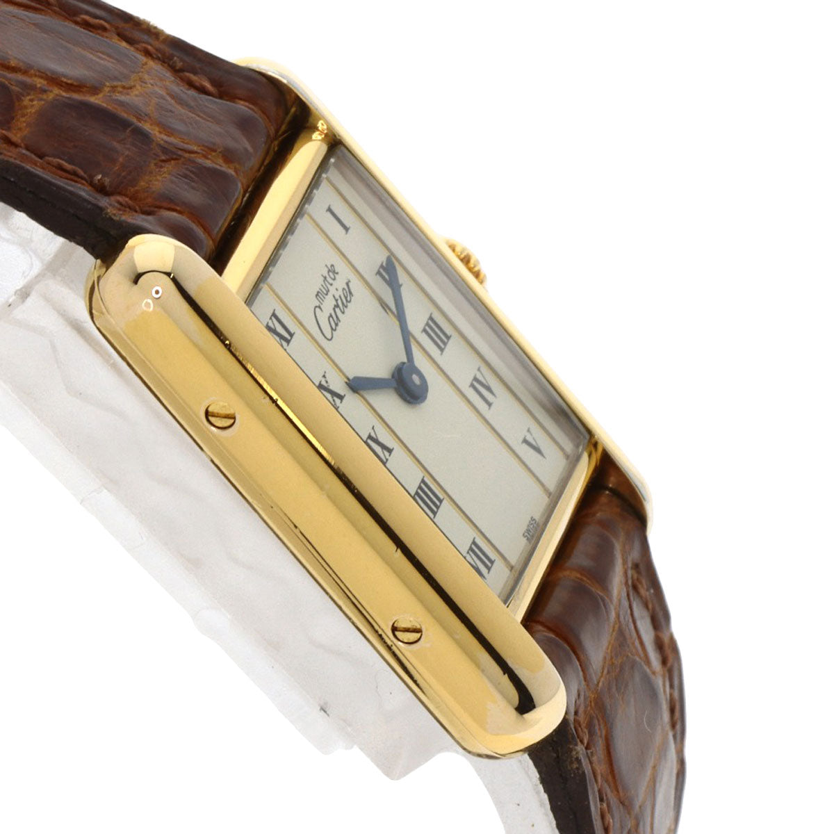 CARTIER Must tank SM Watches W1003053 Gold Plated/Leather Ladies