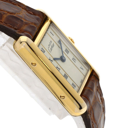 CARTIER Must tank SM Watches W1003053 Gold Plated/Leather Ladies