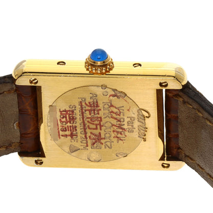 CARTIER Must tank SM Watches W1003053 Gold Plated/Leather Ladies