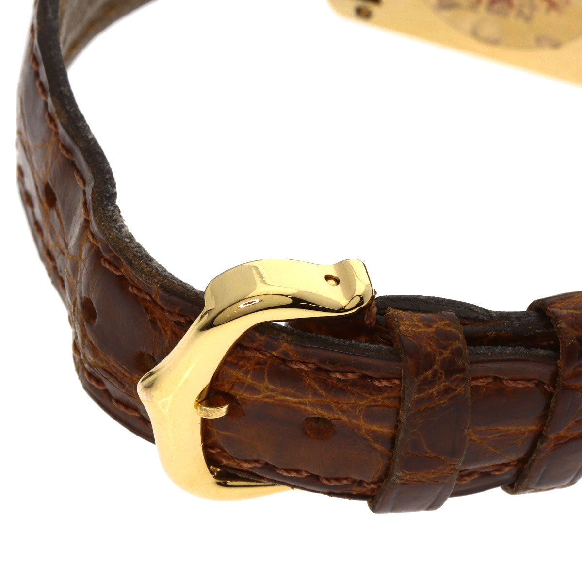 CARTIER Must tank SM Watches W1003053 Gold Plated/Leather Ladies