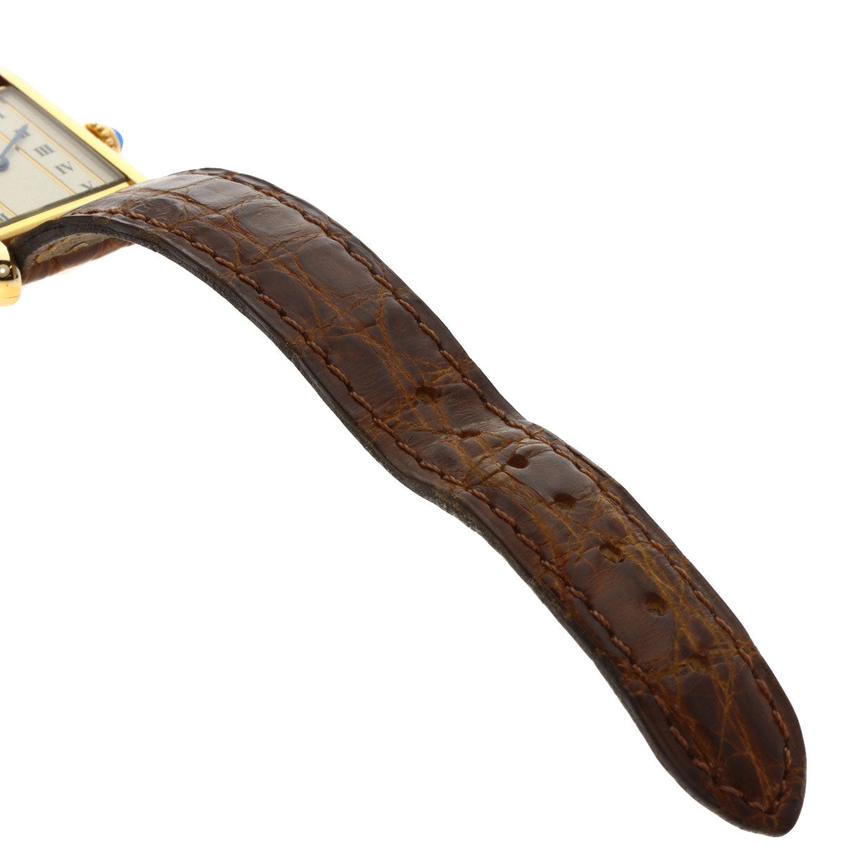 CARTIER Must tank SM Watches W1003053 Gold Plated/Leather Ladies