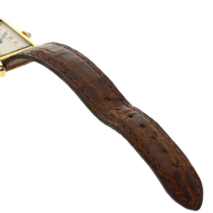 CARTIER Must tank SM Watches W1003053 Gold Plated/Leather Ladies