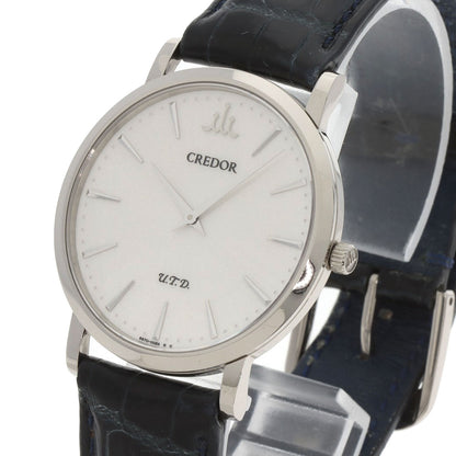 SEIKO CREDOR Signo UTD Watches GBAQ977 6870-00B0 K18 White Gold/Leather mens