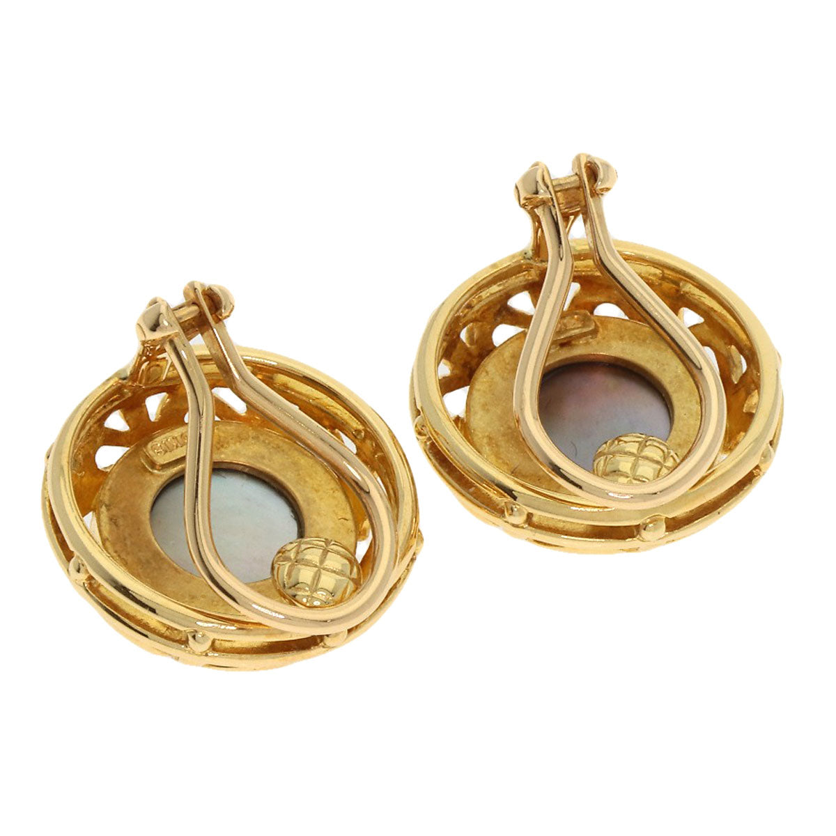 MIKIMOTO Pikwe Shell Earring K18 Yellow Gold Ladies [Used]