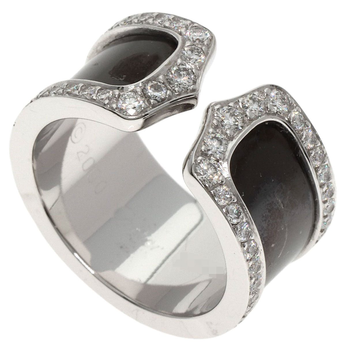 CARTIER C2 LM Edge Full Diamond #50 Ring K18 White Gold Ladies [Used]