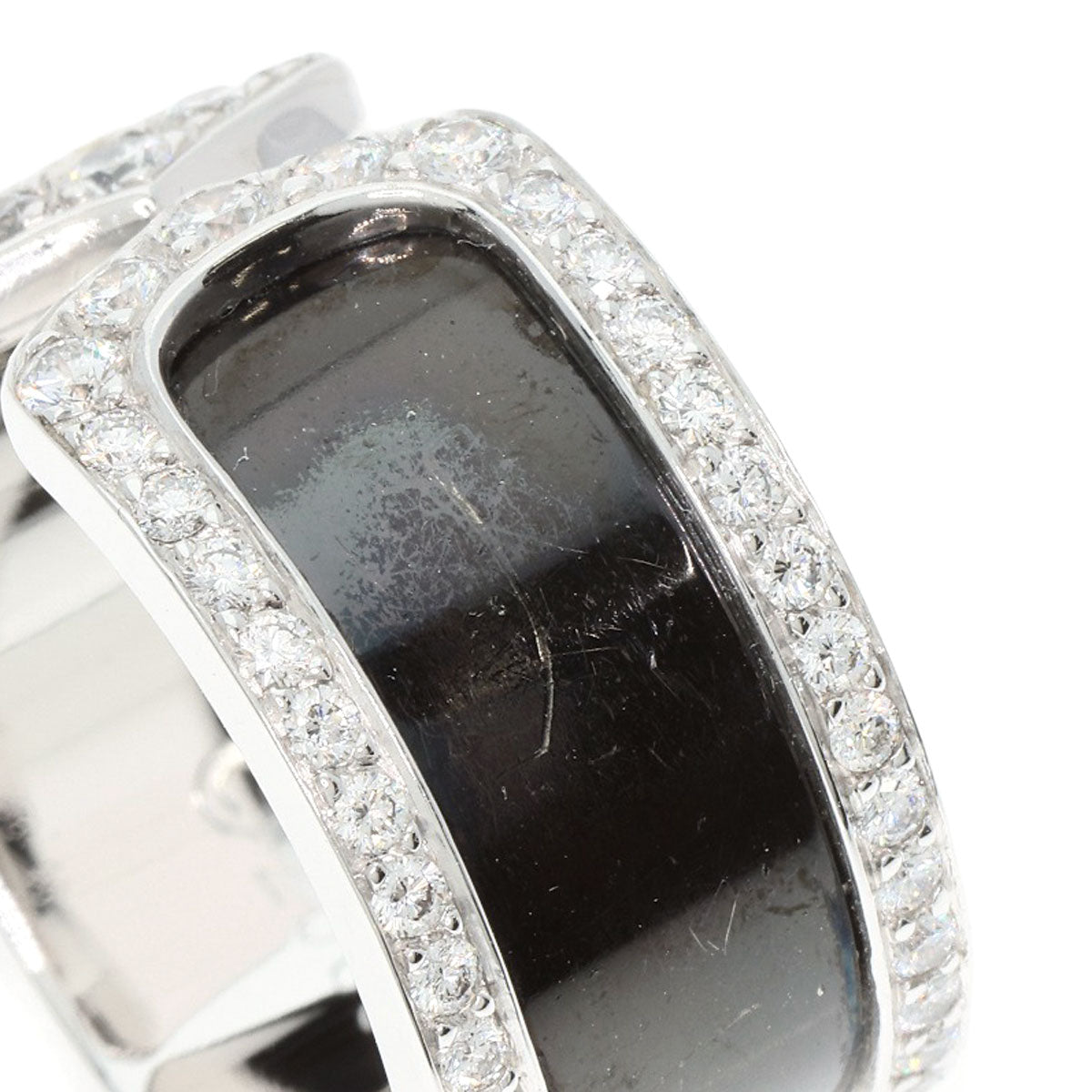CARTIER C2 LM Edge Full Diamond #50 Ring K18 White Gold Ladies [Used]