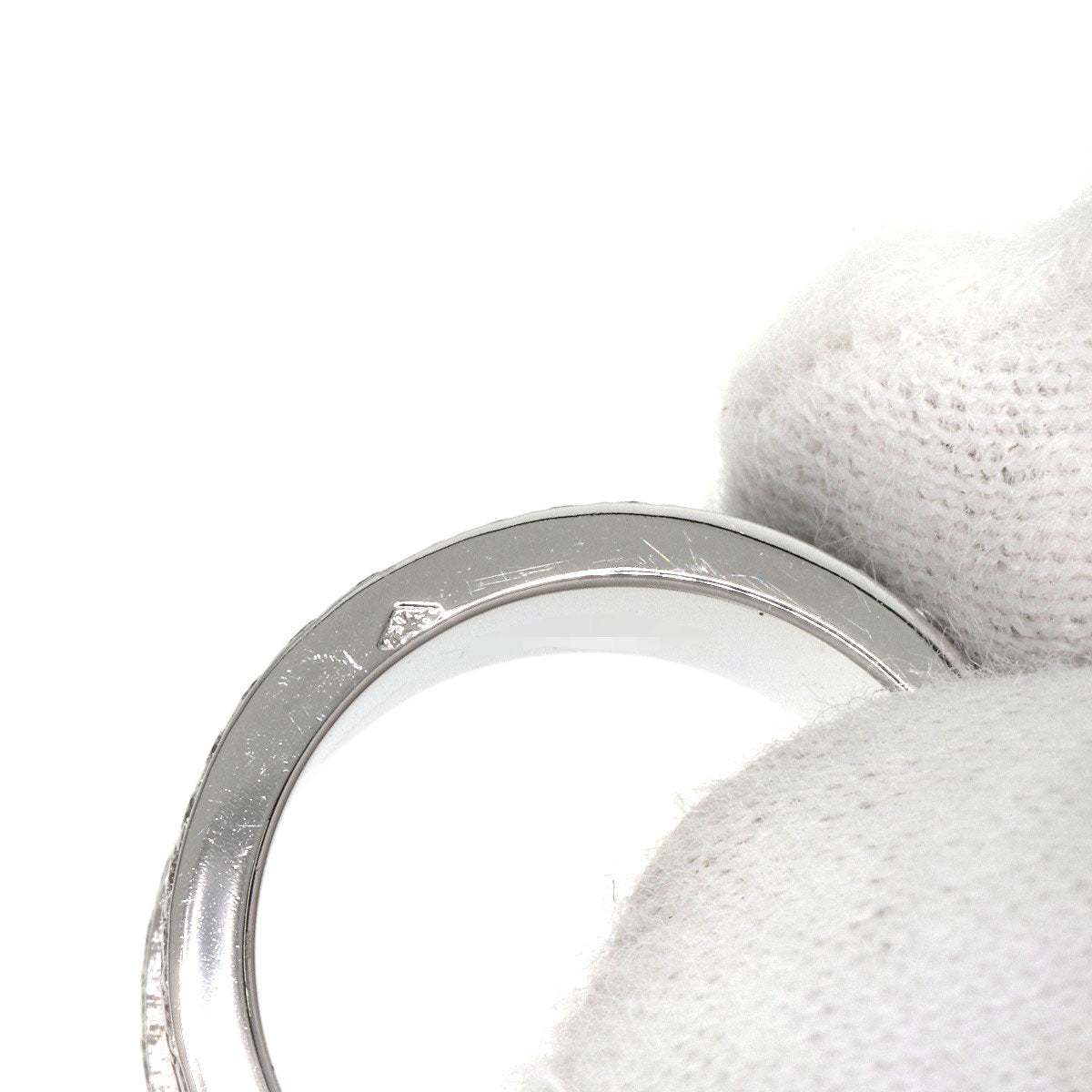 CARTIER C2 LM Edge Full Diamond #50 Ring K18 White Gold Ladies [Used]