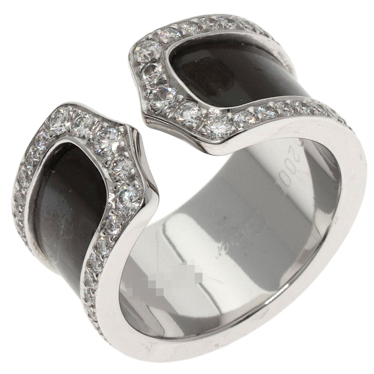 CARTIER C2 LM Edge Full Diamond #50 Ring K18 White Gold Ladies [Used]