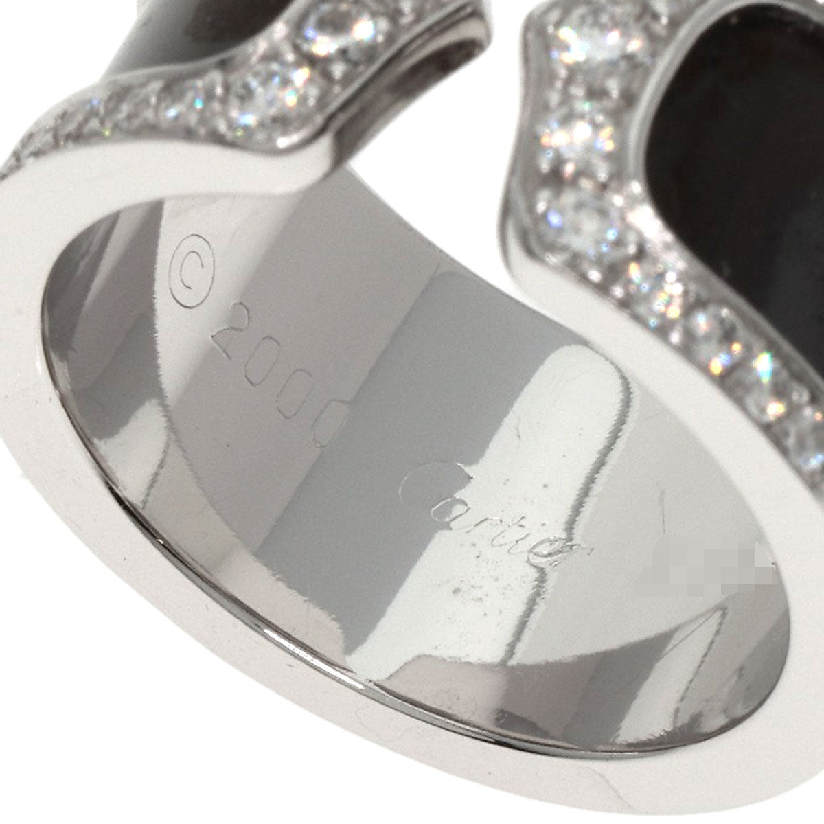 CARTIER C2 LM Edge Full Diamond #50 Ring K18 White Gold Ladies [Used]