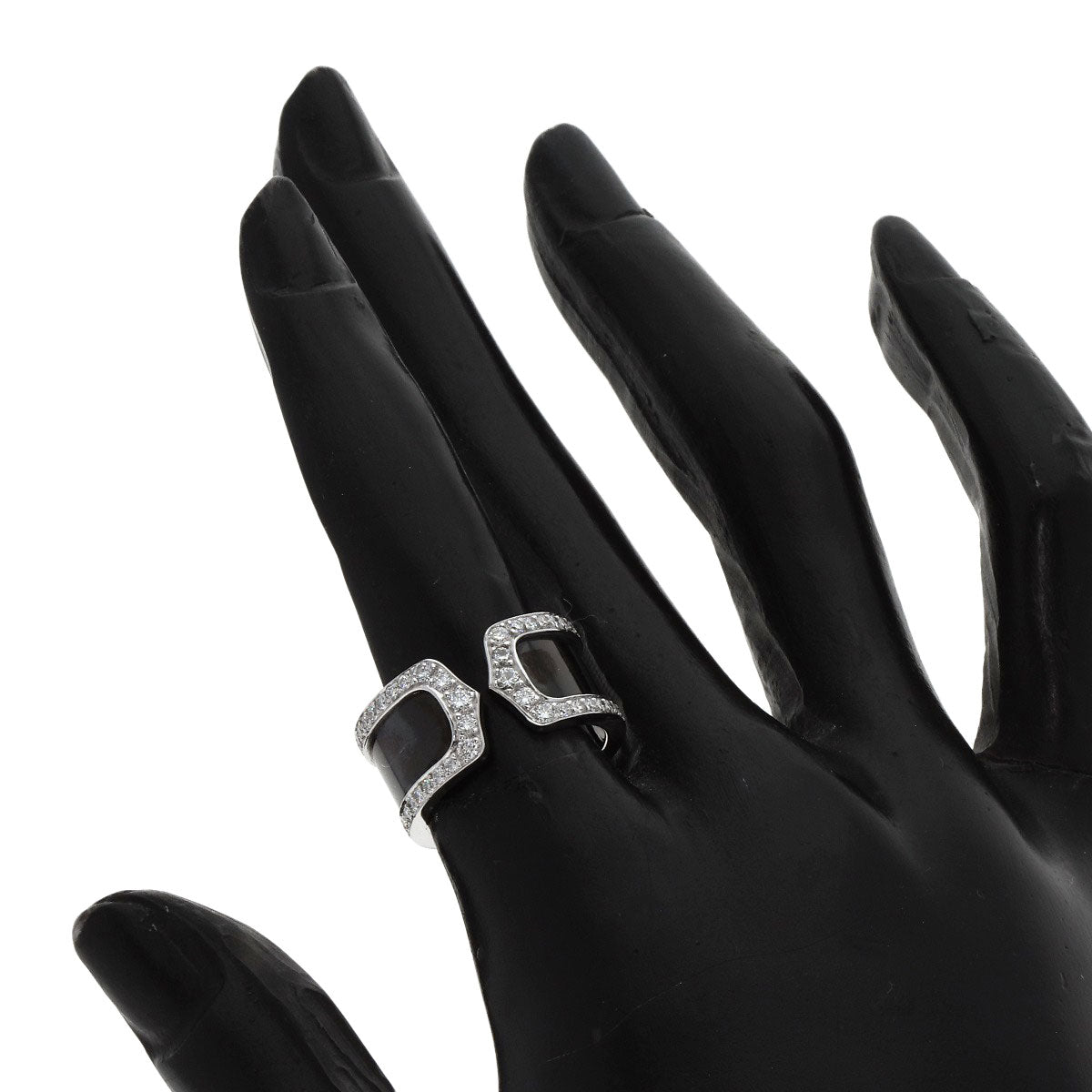 CARTIER C2 LM Edge Full Diamond #50 Ring K18 White Gold Ladies [Used]