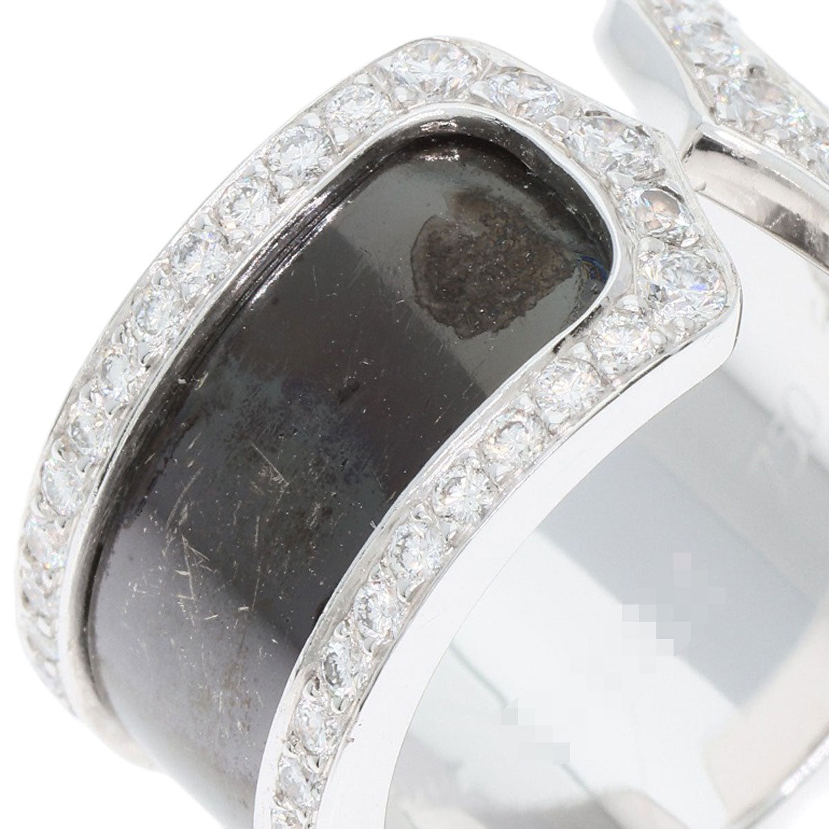 CARTIER C2 LM Edge Full Diamond #50 Ring K18 White Gold Ladies [Used]