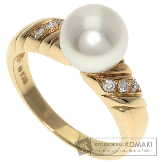 MIKIMOTO Akoya Pearl Pearl Diamond Ring K18 Yellow Gold Ladies [Used]