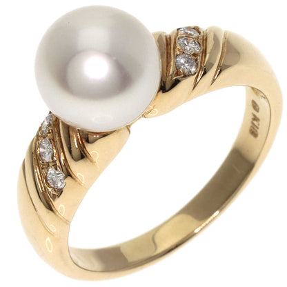 MIKIMOTO Akoya Pearl Pearl Diamond Ring K18 Yellow Gold Ladies [Used]