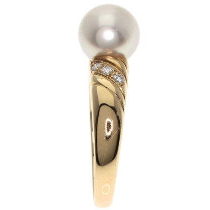 MIKIMOTO Akoya Pearl Pearl Diamond Ring K18 Yellow Gold Ladies [Used]