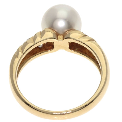 MIKIMOTO Akoya Pearl Pearl Diamond Ring K18 Yellow Gold Ladies [Used]