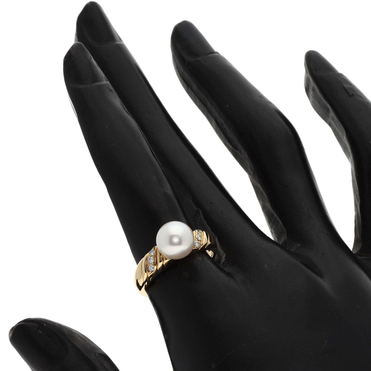 MIKIMOTO Akoya Pearl Pearl Diamond Ring K18 Yellow Gold Ladies [Used]