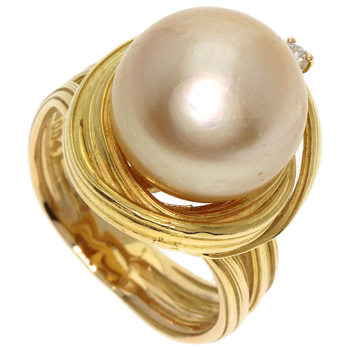 TASAKI Golden Pearl Pearl Diamond Ring K18 Yellow Gold Ladies [Used]