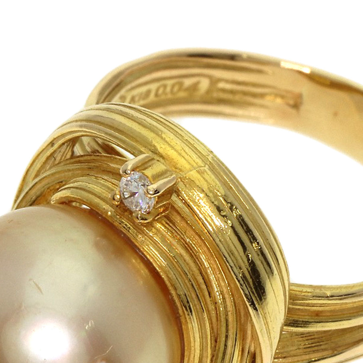 TASAKI Golden Pearl Pearl Diamond Ring K18 Yellow Gold Ladies [Used]