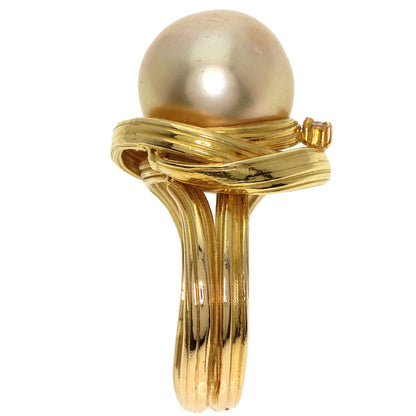 TASAKI Golden Pearl Pearl Diamond Ring K18 Yellow Gold Ladies [Used]