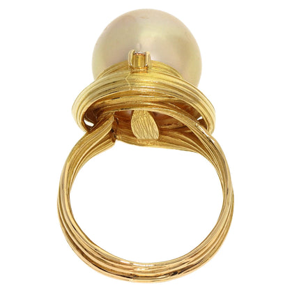TASAKI Golden Pearl Pearl Diamond Ring K18 Yellow Gold Ladies [Used]