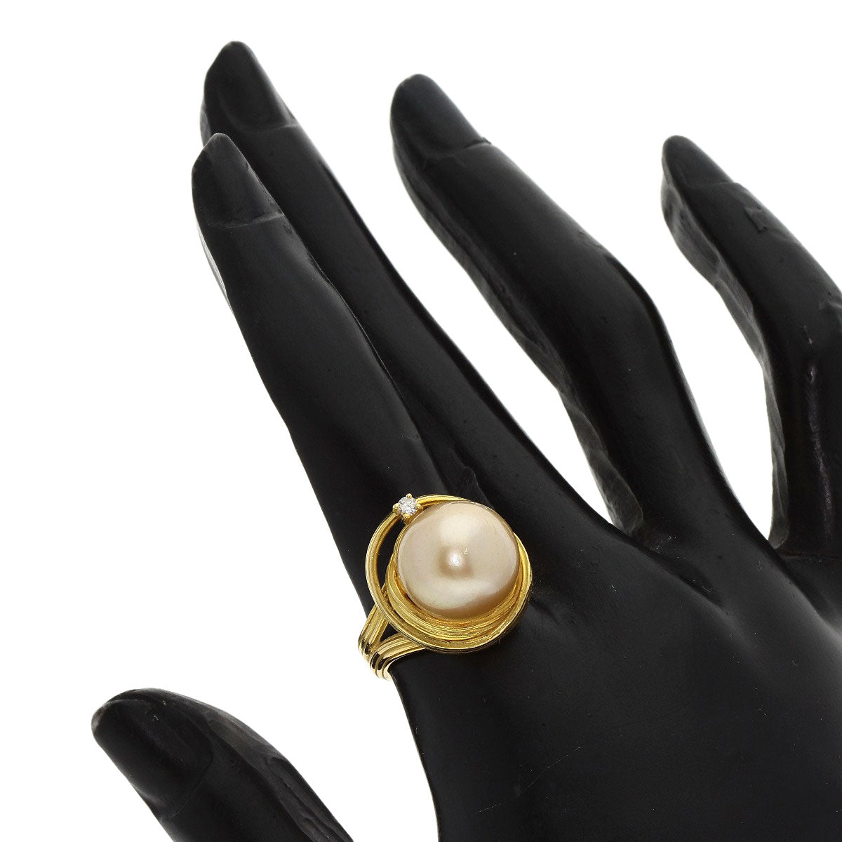 TASAKI Golden Pearl Pearl Diamond Ring K18 Yellow Gold Ladies [Used]