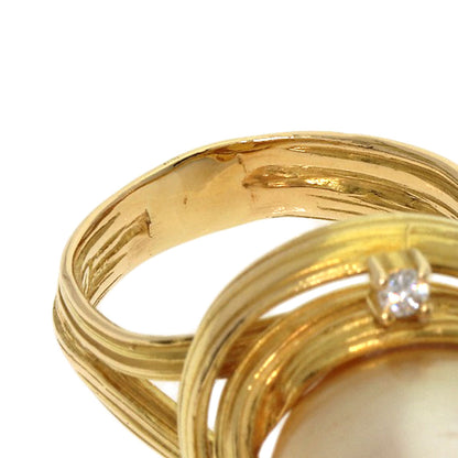 TASAKI Golden Pearl Pearl Diamond Ring K18 Yellow Gold Ladies [Used]