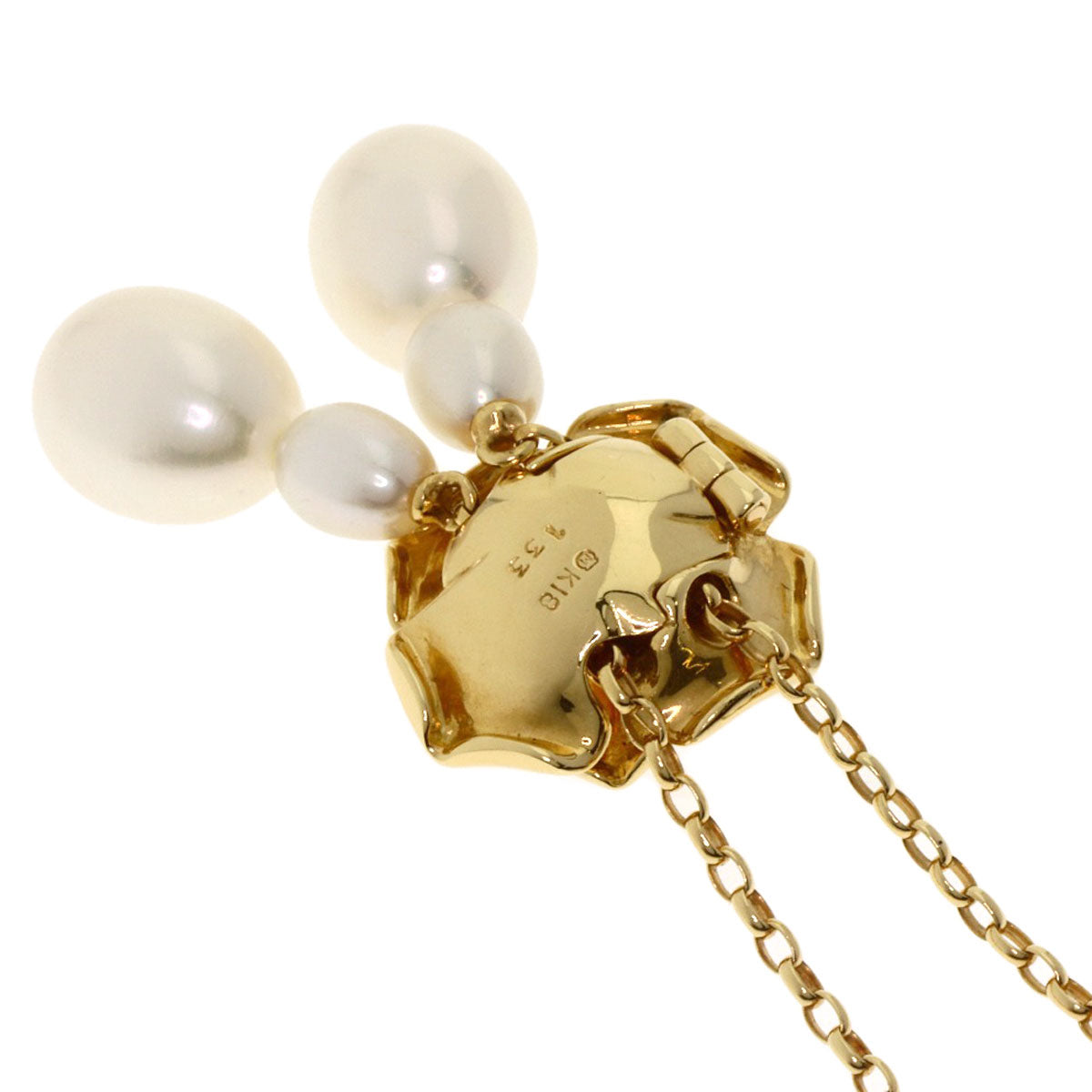 MIKIMOTO Pearl Pearl 1P Diamond Rose Motif Necklace K18 Yellow Gold Ladies [Used]