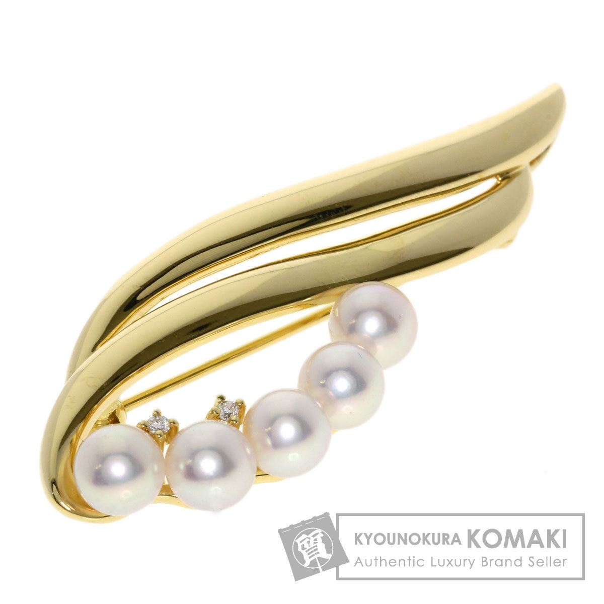 TASAKI Pearl Diamond Brooch K18 Yellow Gold Ladies [Used]