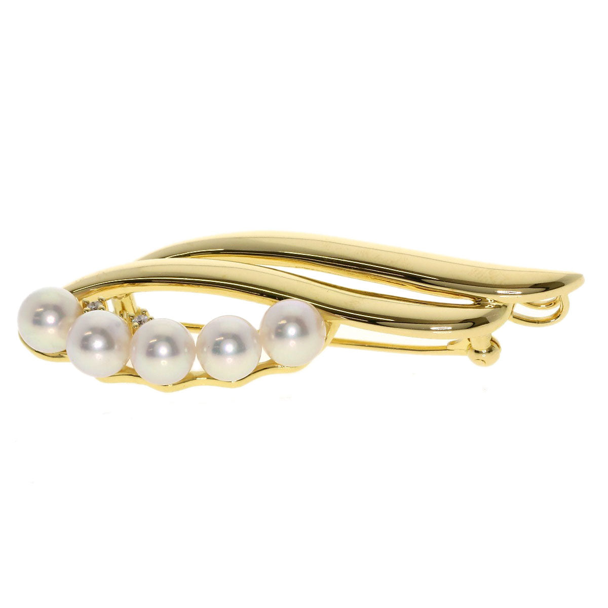 TASAKI Pearl Diamond Brooch K18 Yellow Gold Ladies [Used]