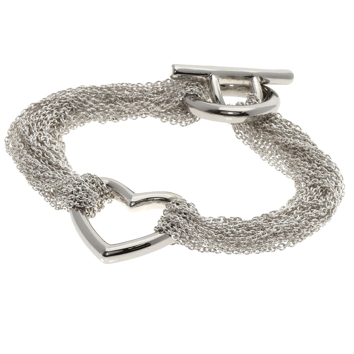 TIFFANY&Co. Open Heart Toggle Chain Bracelet Silver Ladies [Used]