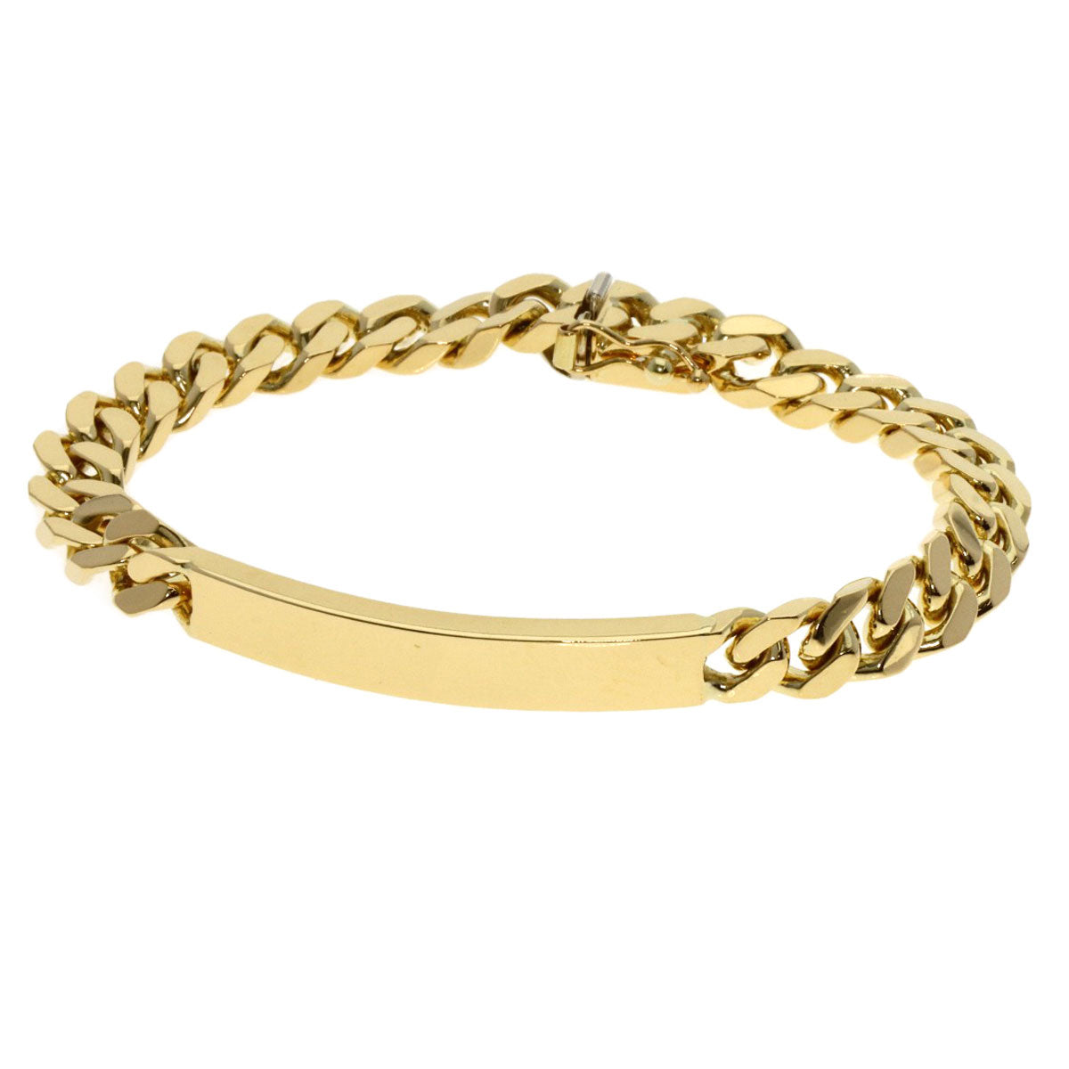 Curb Chain Kihei 4-Sided Plate Bracelet K18 Yellow Gold 26.8g　Ladies