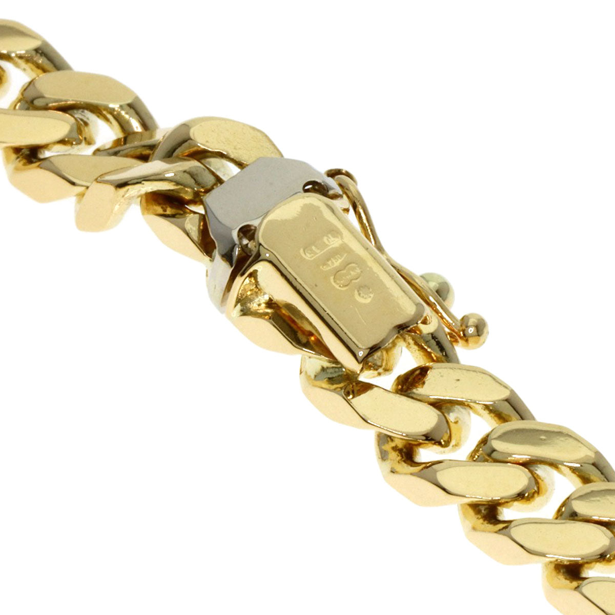 Curb Chain Kihei 4-Sided Plate Bracelet K18 Yellow Gold 26.8g　Ladies