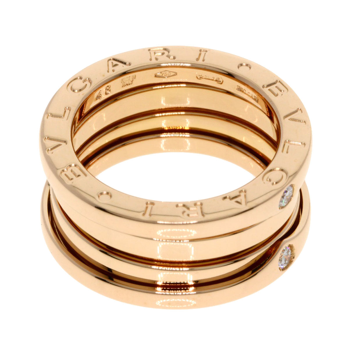 BVLGARI B.zero1 4P Diamond Japan Limited #48 Ring K18 Pink Gold Ladies [Used]