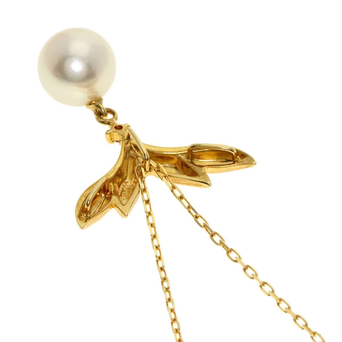 MIKIMOTO Pearl Pearl 1P Diamond Necklace K18 Yellow Gold Ladies [Used]