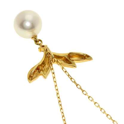 MIKIMOTO Pearl Pearl 1P Diamond Necklace K18 Yellow Gold Ladies [Used]