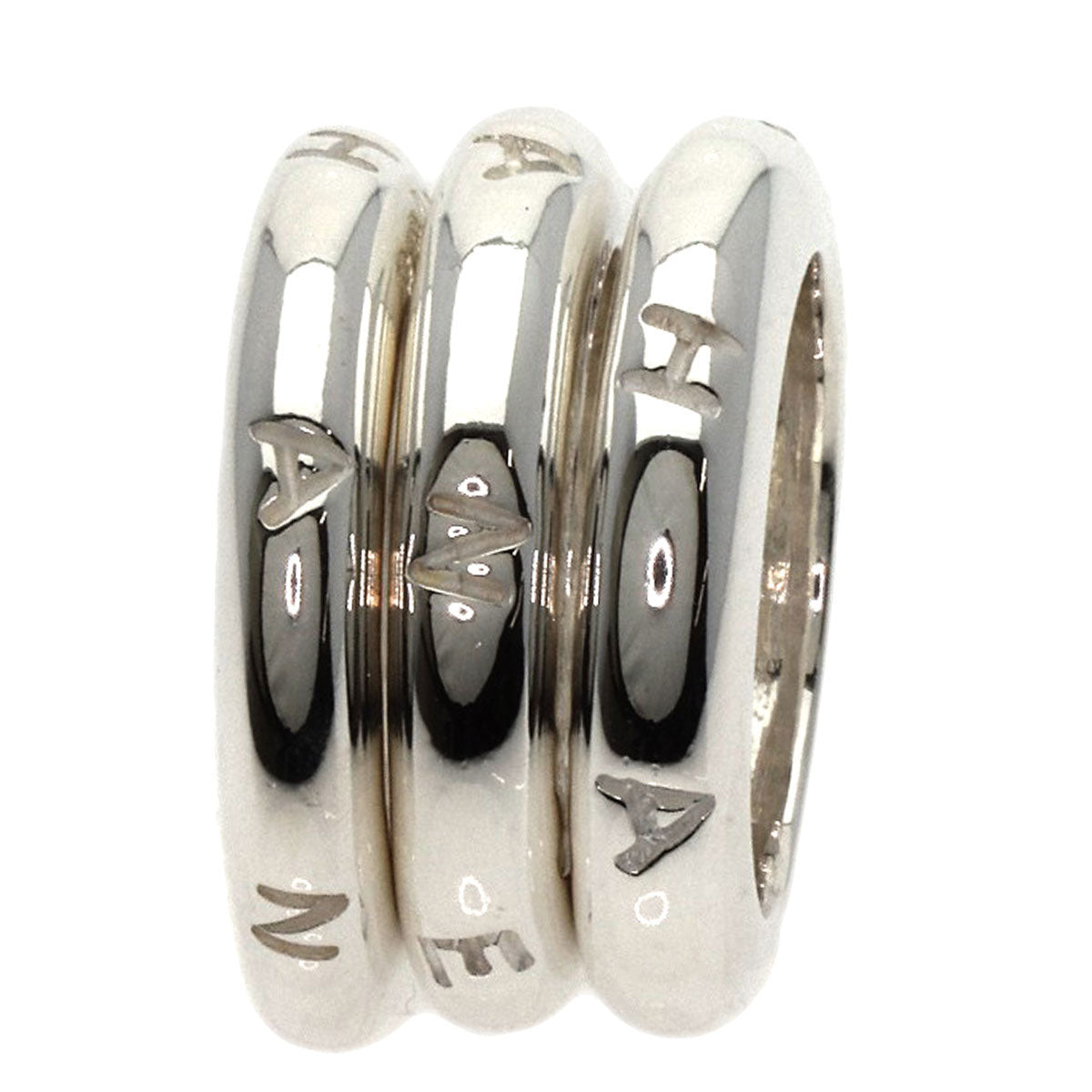 CHANEL Logo Triple Ring Silver Ladies [Used]