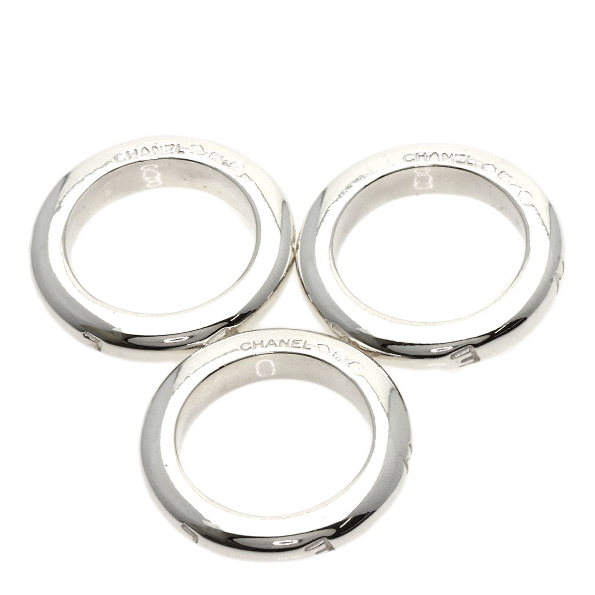 CHANEL Logo Triple Ring Silver Ladies [Used]