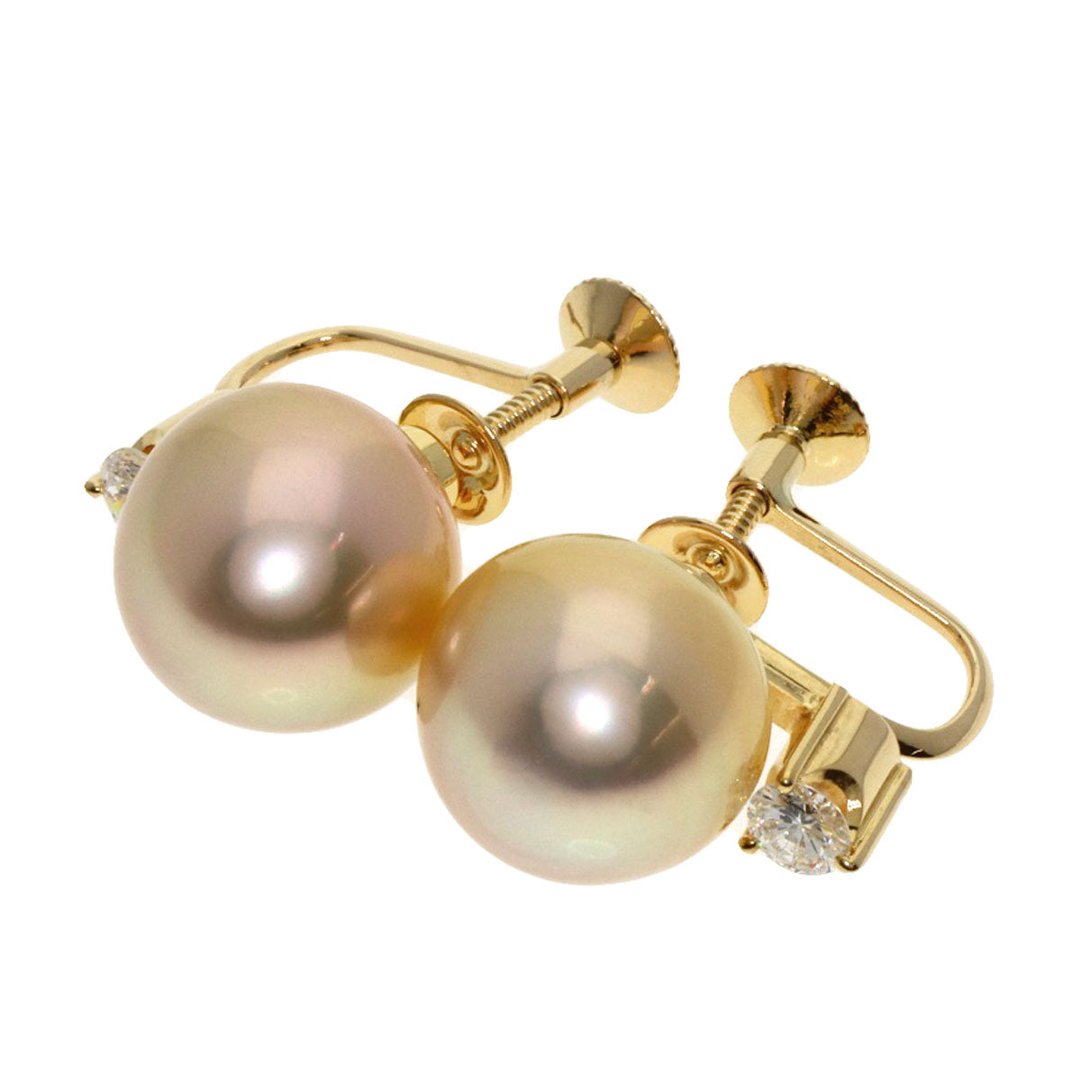 TASAKI Pearl Pearl Diamond Earring K18 Yellow Gold Ladies [Used]