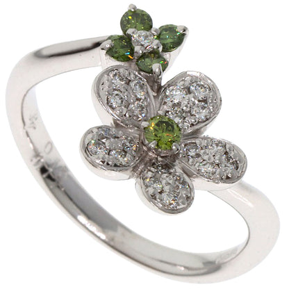 Ponte Vecchio Flower motif Diamond Ring K18 White Gold Ladies [Used]