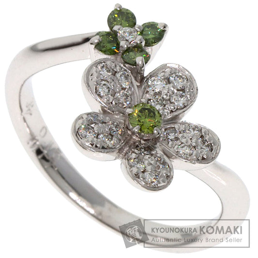 Ponte Vecchio Flower motif Diamond Ring K18 White Gold Ladies [Used]