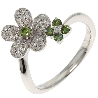 Ponte Vecchio Flower motif Diamond Ring K18 White Gold Ladies [Used]